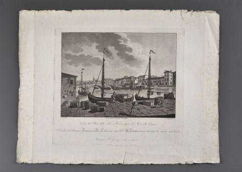Bennassuti Giuseppe "Vue du pont du navire à Vérone prise sur le quai du Dogana"
    